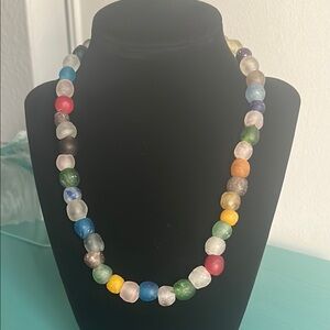 New Hand Crafted Multicolor Sea Glass Boho Beaded Necklace